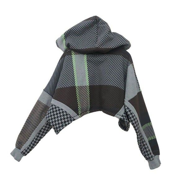 Adidas Ivy Park Cropped Halls Of Ivy Hoodie Womens XS Gray Brown Allover Print - Picture 4 of 11